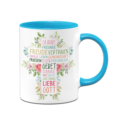 Tasse - Wort-Kreuz (Werte, Liebe, Glaube, Gott)