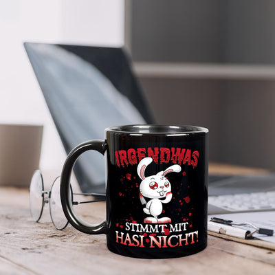 Tasse - Irgendwas stimmt mit Hasi nicht - Killer-Hase - BL