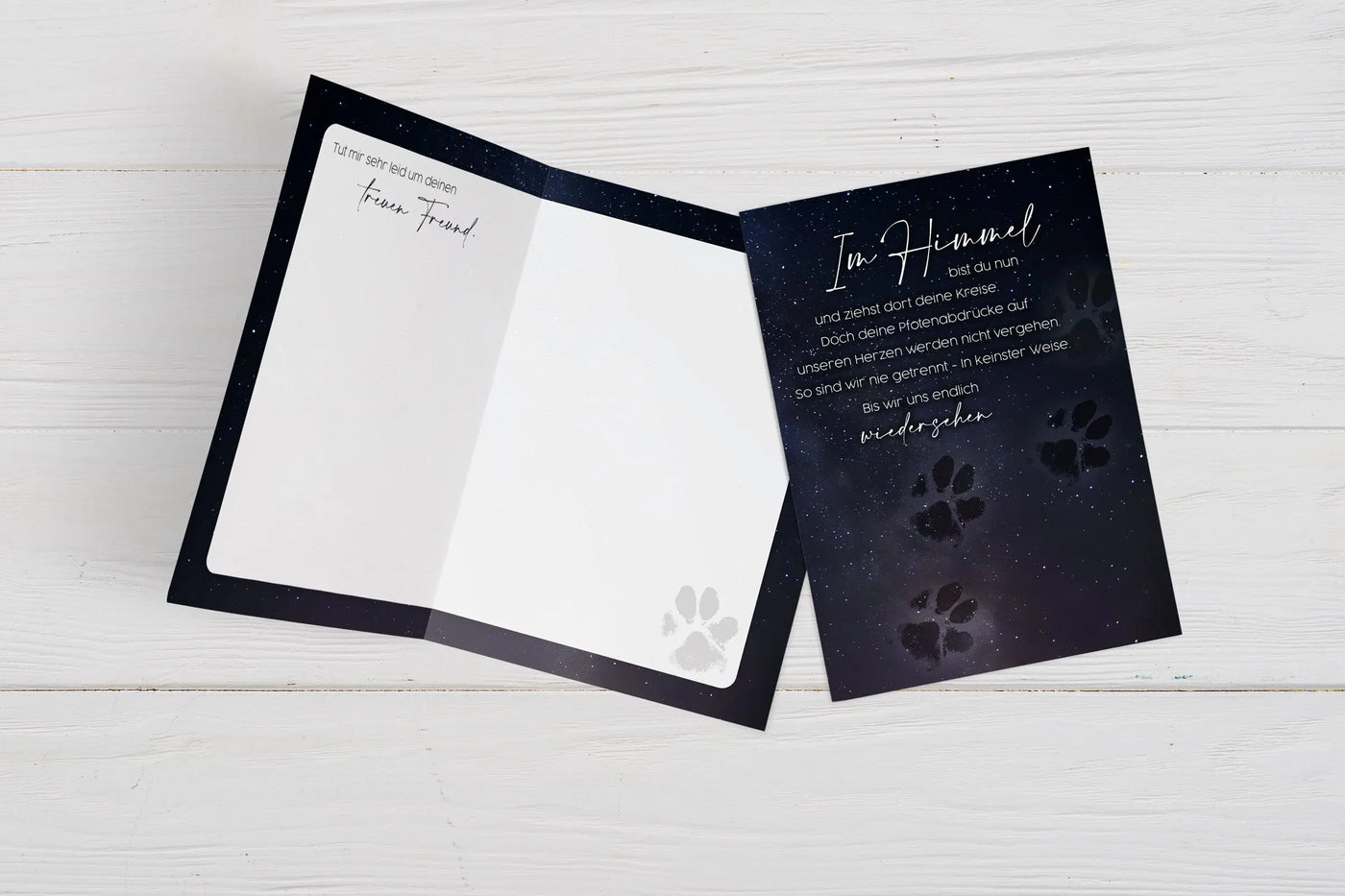 Bild: Trauerkarte - Im Himmel bist du nun. Tut mir sehr leid um deinen treuen Freund. Geschenkidee