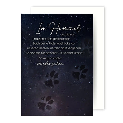 Bild: Trauerkarte - Im Himmel bist du nun. Tut mir sehr leid um deinen treuen Freund. Geschenkidee