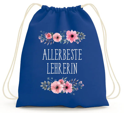 Bild: Turnbeutel - Allerbeste Lehrerin - blumig Geschenkidee