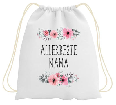 Bild: Turnbeutel - Allerbeste Mama - blumig Geschenkidee