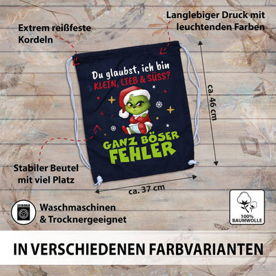 Turnbeutel - Baby Grinch - Du glaubst, ich bin klein, lieb & süss? Ganz böser Fehler