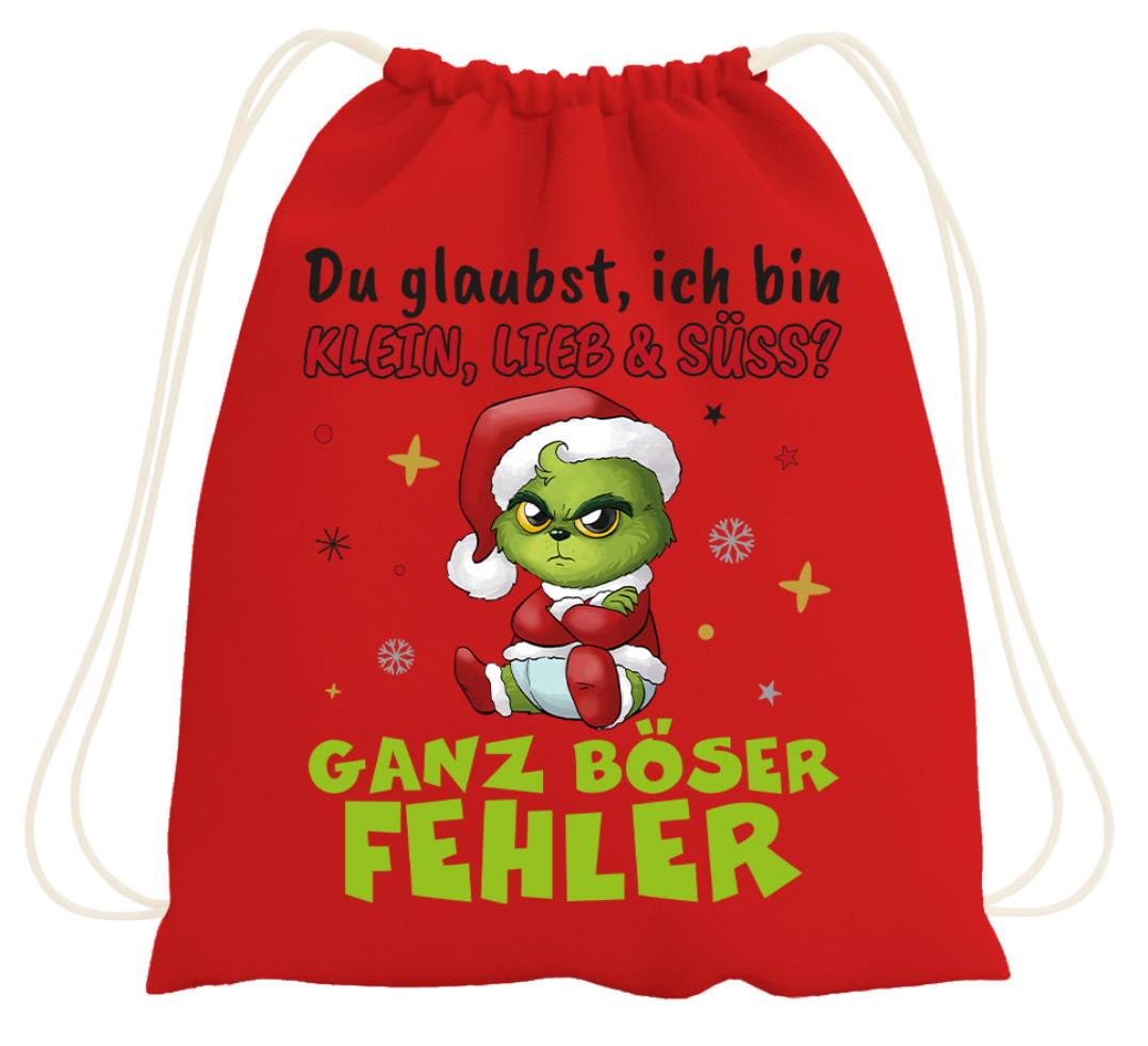 Turnbeutel - Baby Grinch - Du glaubst, ich bin klein, lieb & süss? Ganz böser Fehler