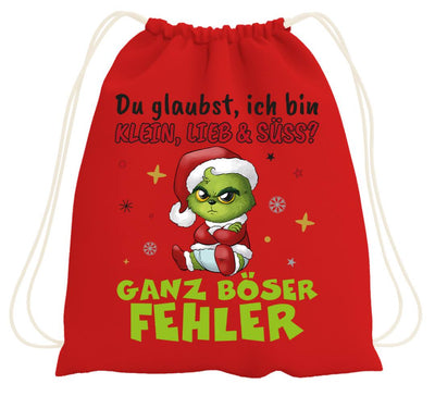 Turnbeutel - Baby Grinch - Du glaubst, ich bin klein, lieb & süss? Ganz böser Fehler