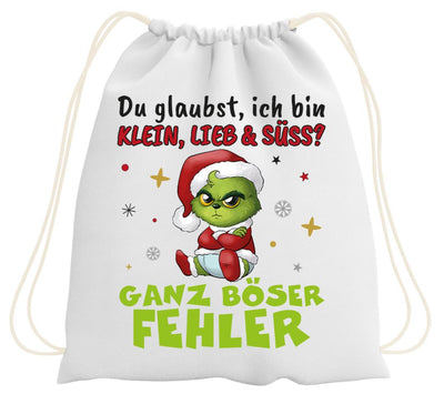Turnbeutel - Baby Grinch - Du glaubst, ich bin klein, lieb & süss? Ganz böser Fehler