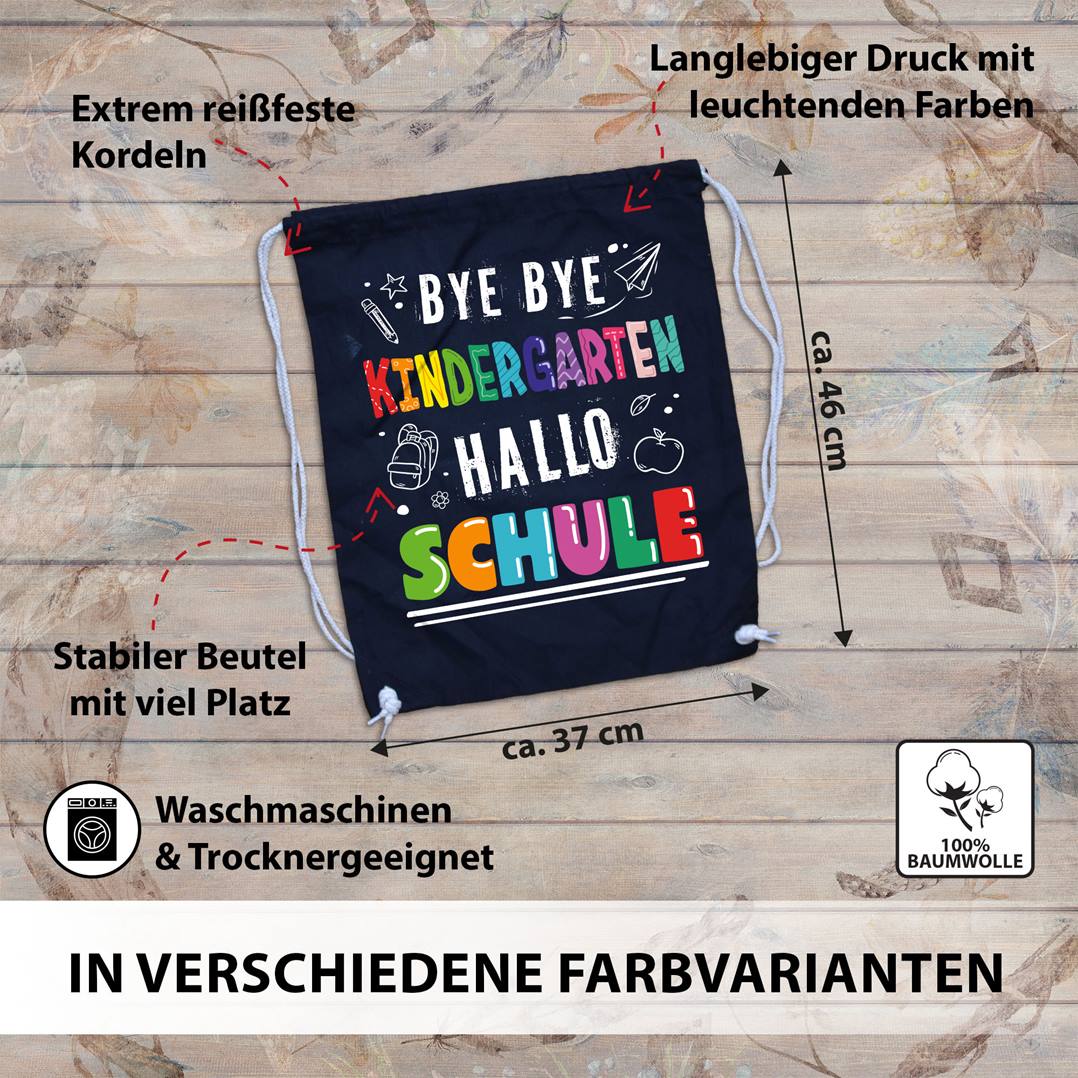 Turnbeutel - Bye bye Kindergarten, Hallo Schule