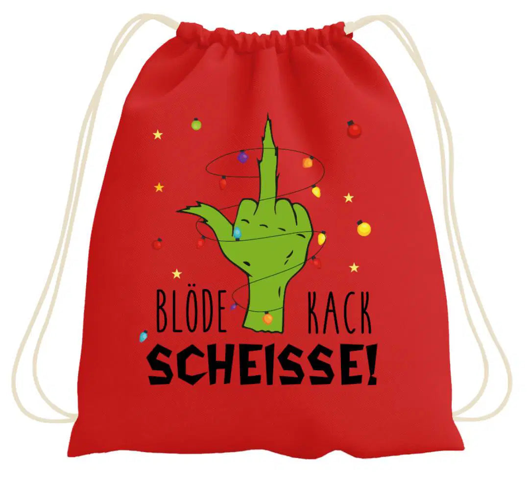 Bild: Turnbeutel - Grinch - Blöde Kackscheisse! (Mittelfinger) Geschenkidee