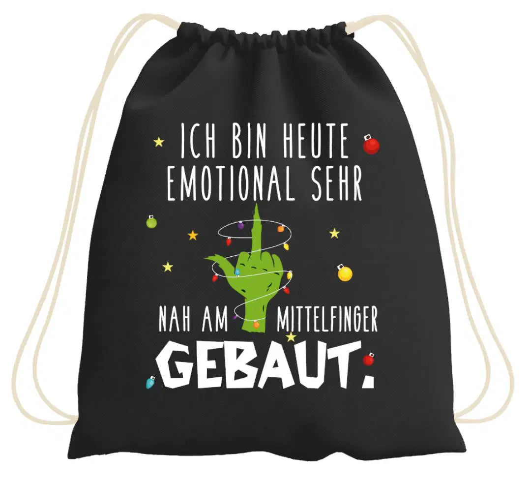 Bild: Turnbeutel - Grinch - Ich bin heute emotional sehr nah am Mittelfinger gebaut. Geschenkidee