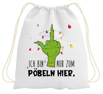 Bild: Turnbeutel - Grinch - Ich bin nur zum Pöbeln hier. (Mittelfinger) Geschenkidee