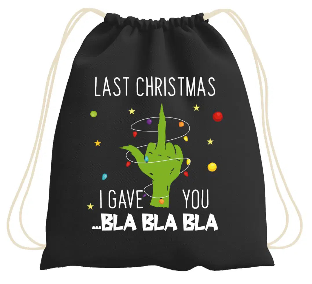 Bild: Turnbeutel - Grinch - Last Christmas I gave you ...bla bla bla (Mittelfinger) Geschenkidee