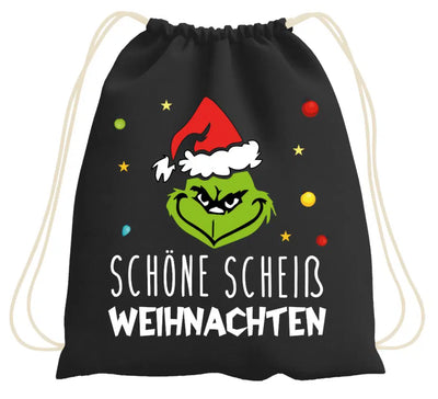 Bild: Turnbeutel - Grinch - Schöne scheiß Weihnachten (Gesicht) Geschenkidee