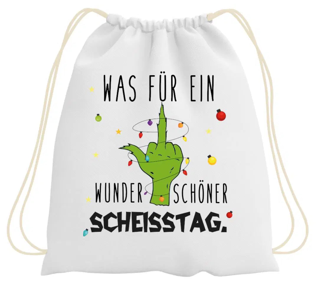 Bild: Turnbeutel - Grinch - Was für ein wunderschöner Scheisstag. (Mittelfinger) Geschenkidee