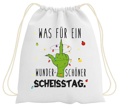 Bild: Turnbeutel - Grinch - Was für ein wunderschöner Scheisstag. (Mittelfinger) Geschenkidee