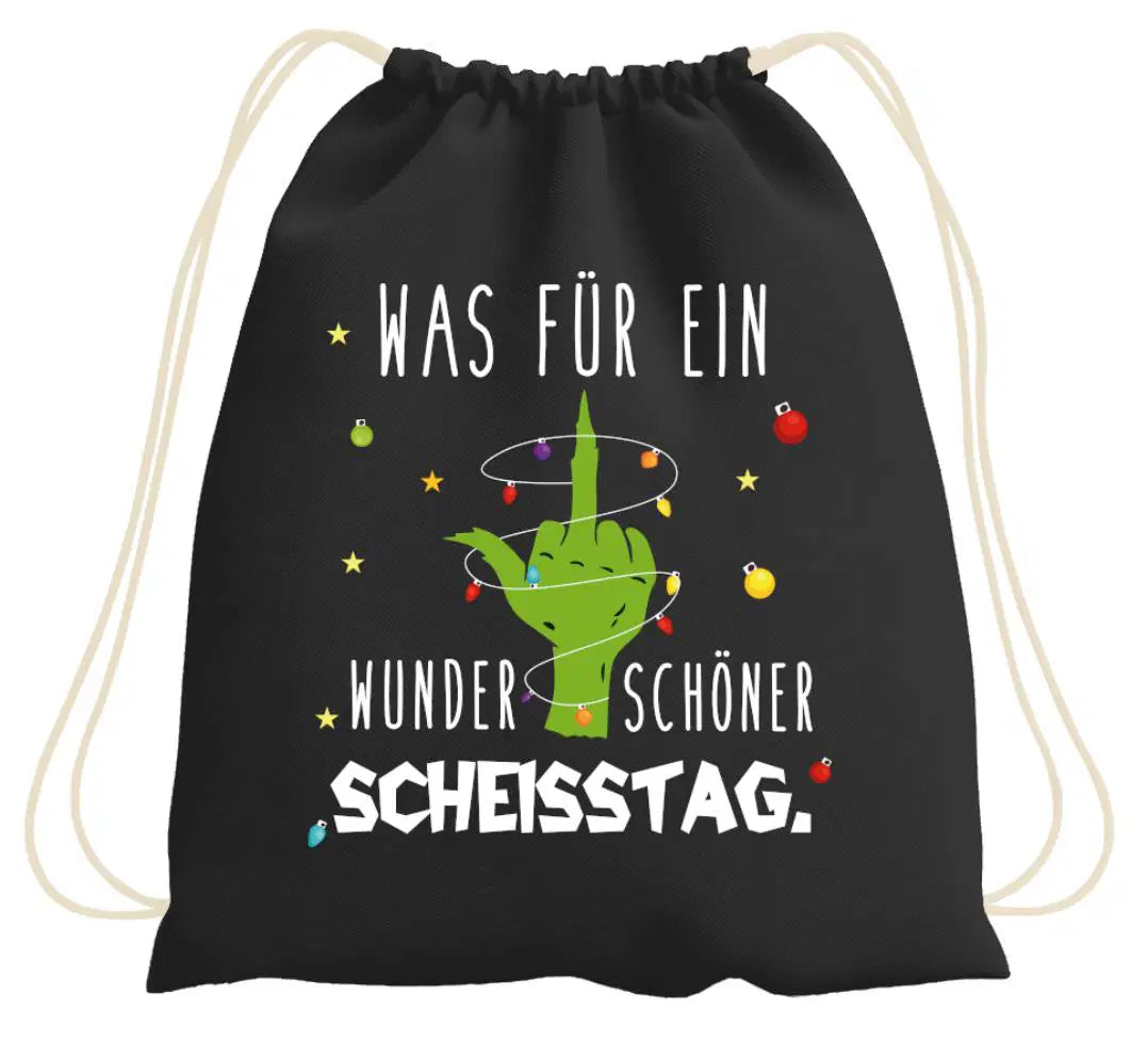 Bild: Turnbeutel - Grinch - Was für ein wunderschöner Scheisstag. (Mittelfinger) Geschenkidee