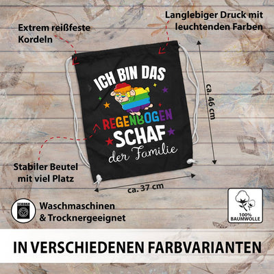 Turnbeutel - Ich bin das Regenbogenschaf der Familie