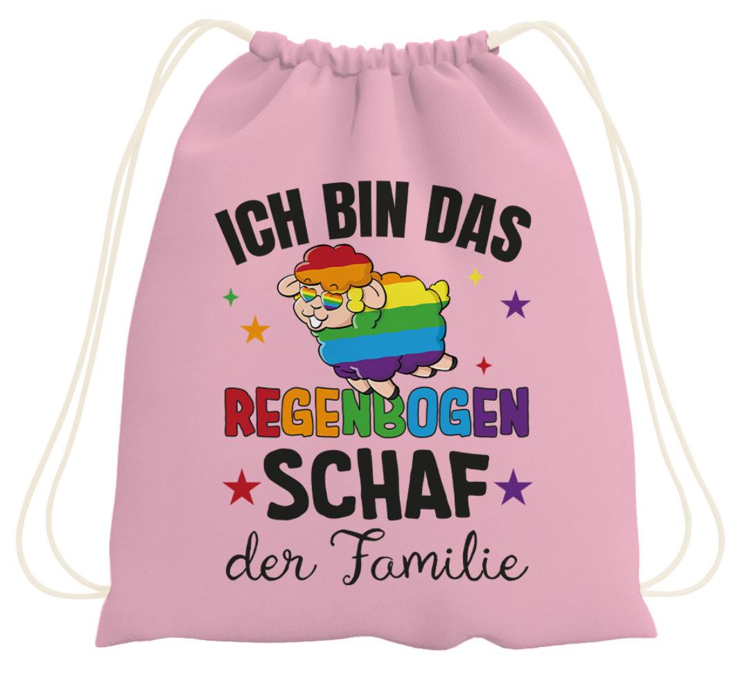 Turnbeutel - Ich bin das Regenbogenschaf der Familie