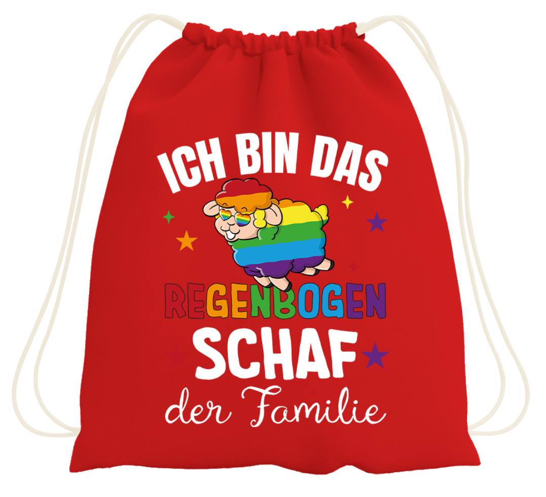 Turnbeutel - Ich bin das Regenbogenschaf der Familie