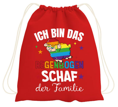 Turnbeutel - Ich bin das Regenbogenschaf der Familie
