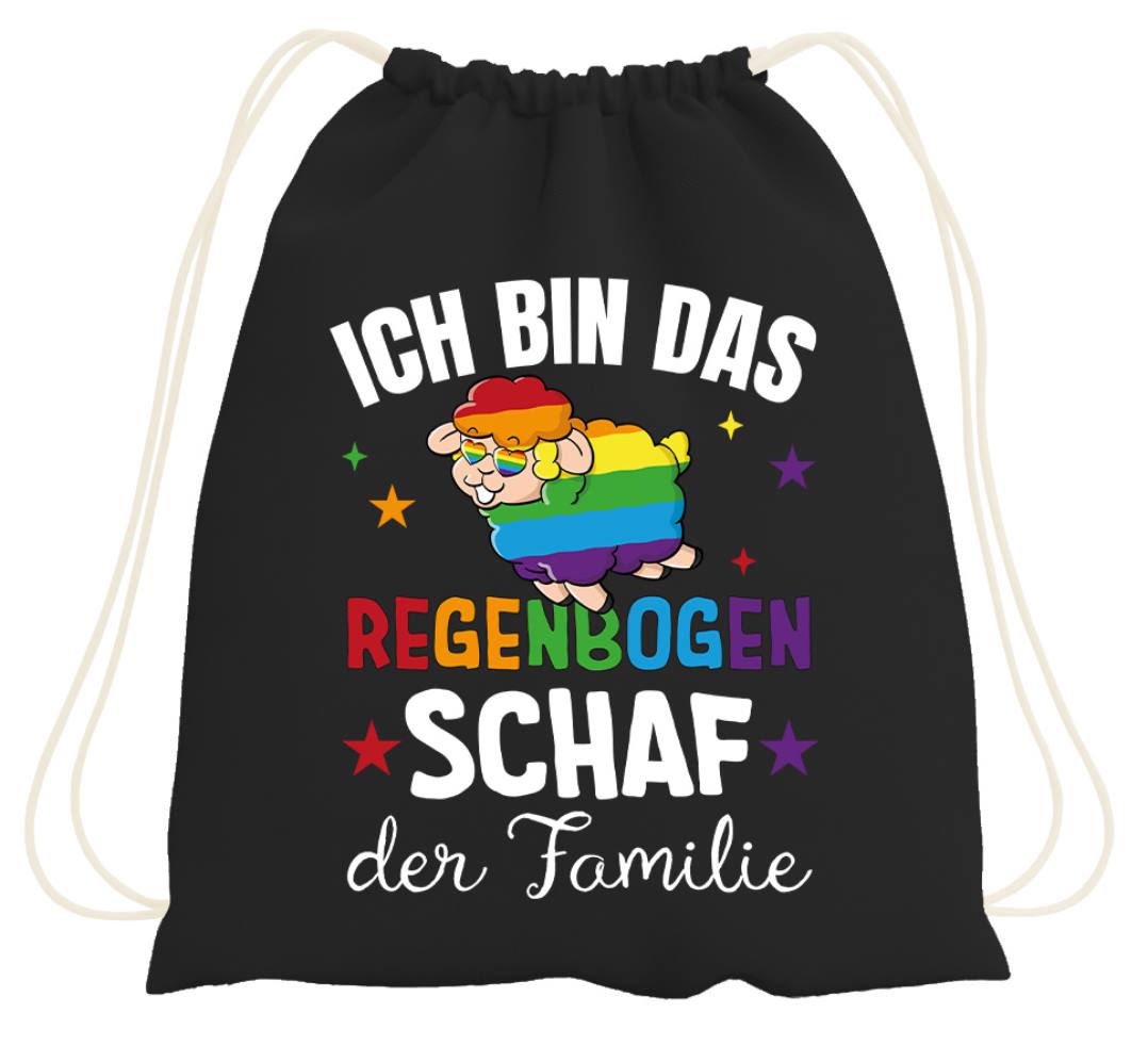 Turnbeutel - Ich bin das Regenbogenschaf der Familie