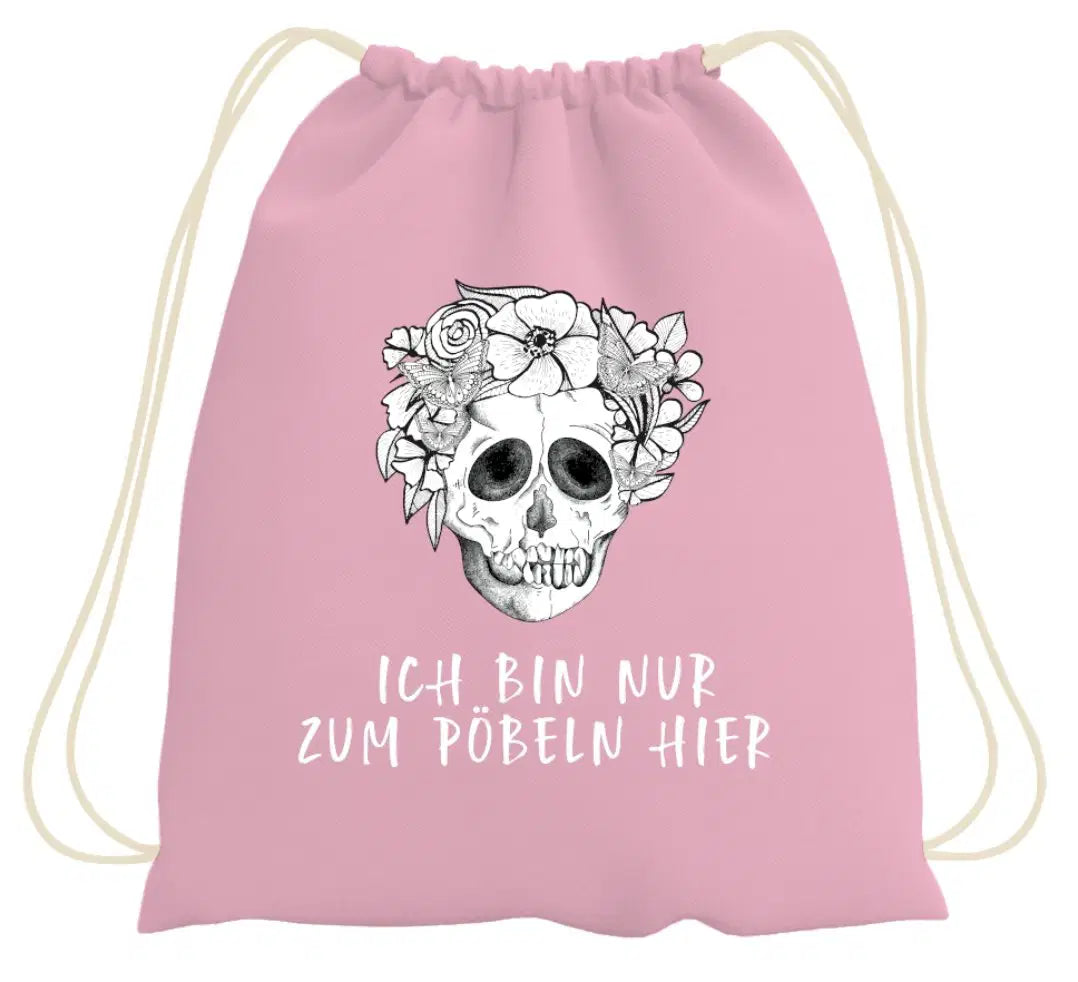 Bild: Turnbeutel - Ich bin nur zum Pöbeln hier - Totenkopf Geschenkidee