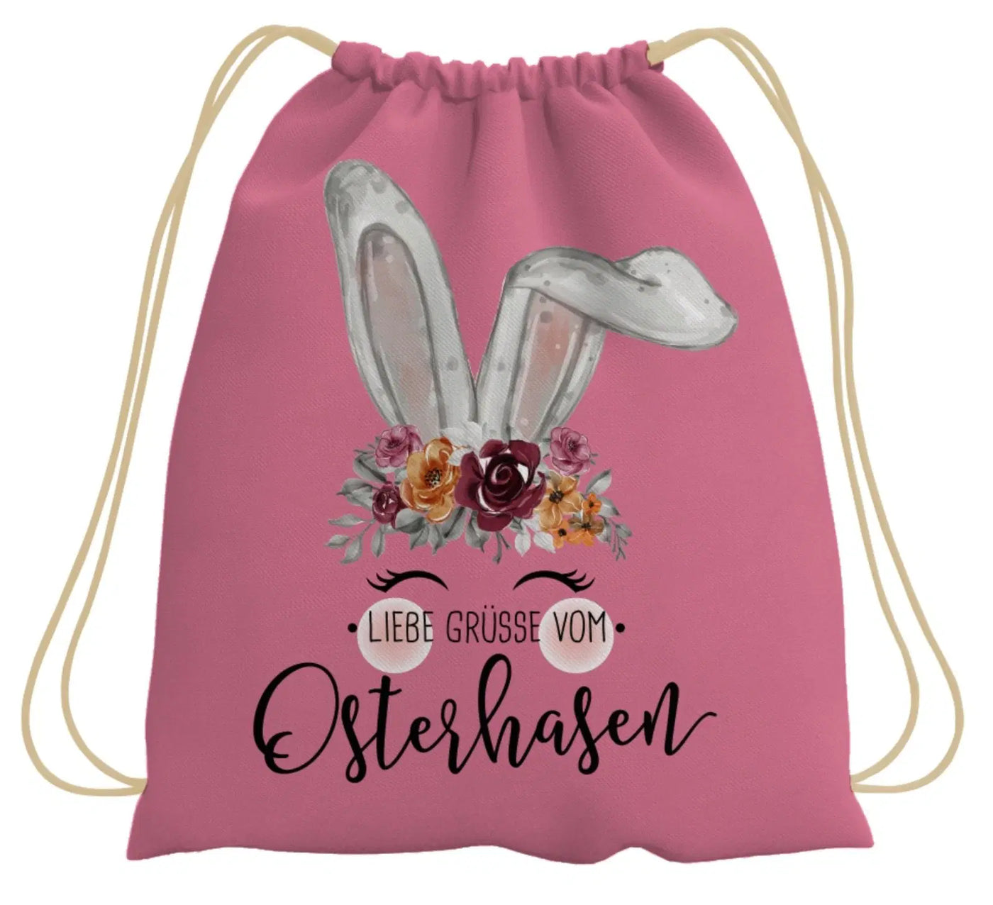 Bild: Turnbeutel - Liebe Grüsse vom Osterhasen (Hase Blumenkranz) Geschenkidee