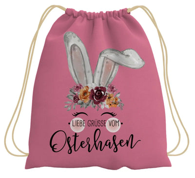 Bild: Turnbeutel - Liebe Grüsse vom Osterhasen (Hase Blumenkranz) Geschenkidee