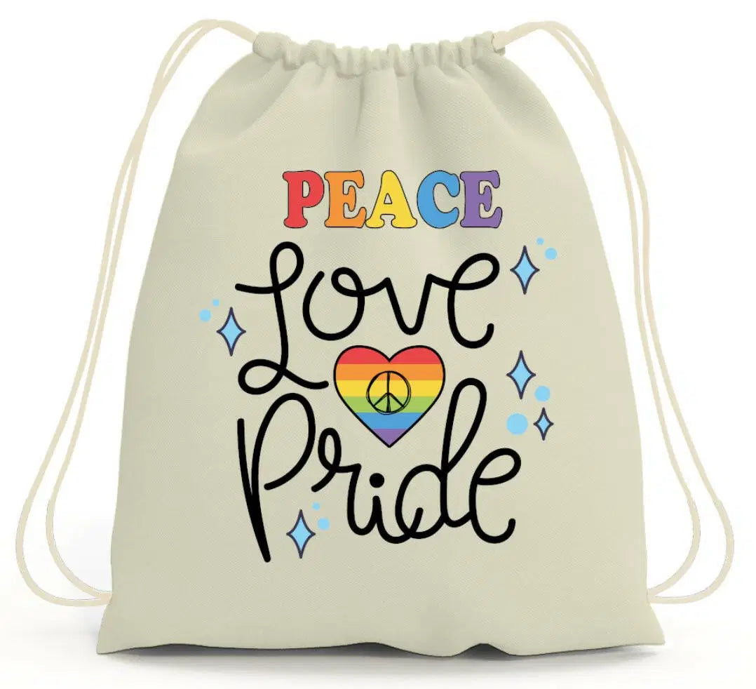 Bild: Turnbeutel - Peace Love Pride Geschenkidee