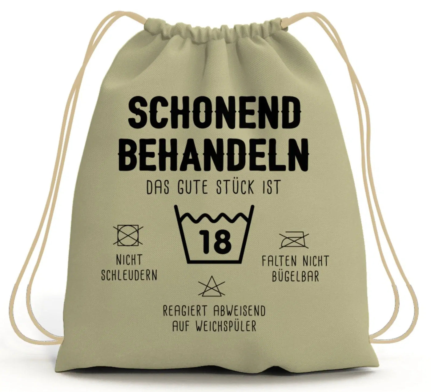 Bild: Turnbeutel - Schonend behandeln Das gute Stück ist 18 Geschenkidee