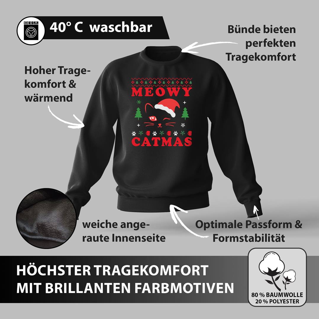Weihnachtspullover - Meowy Catmas