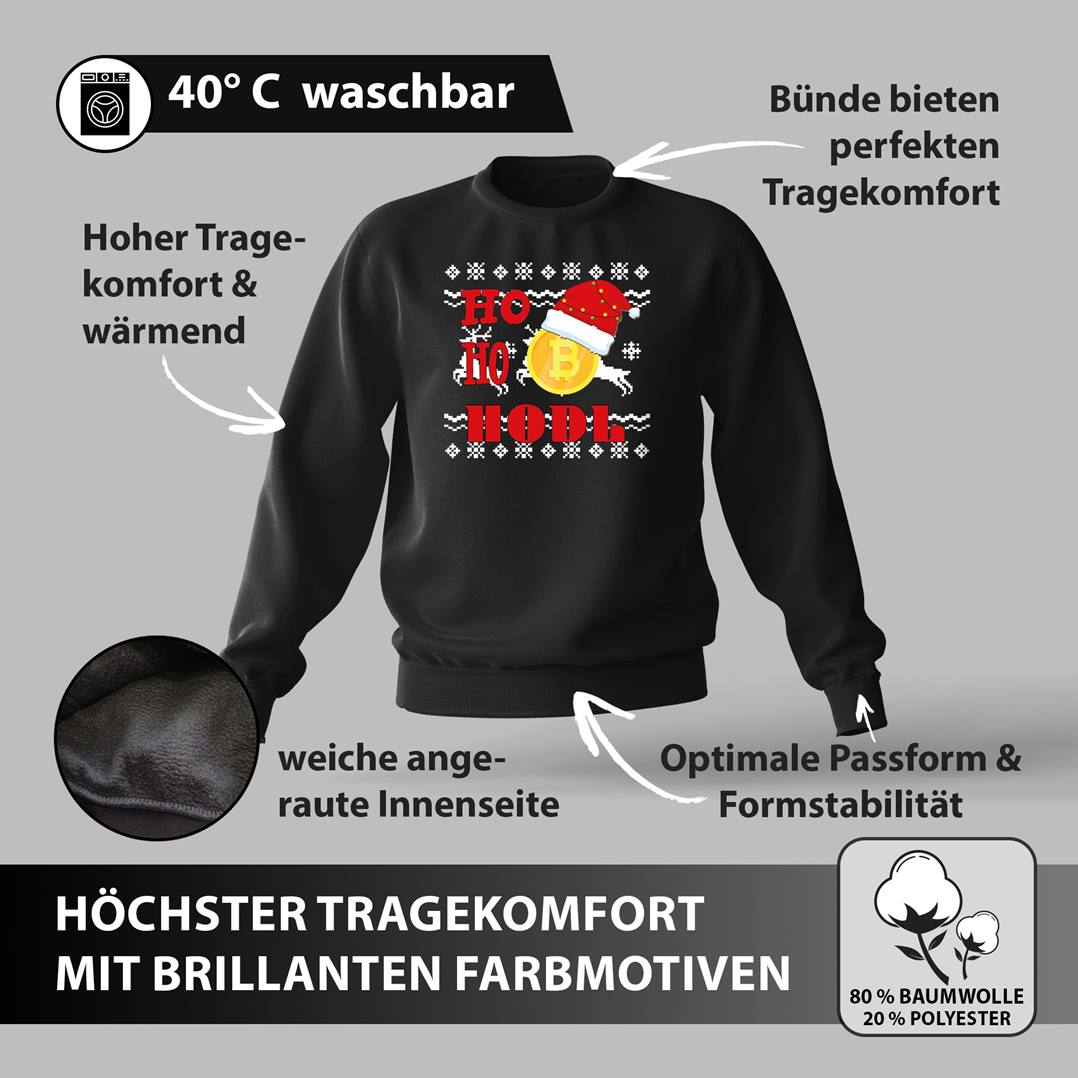 Weihnachtspullover - Bitcoin Ho Ho HODL