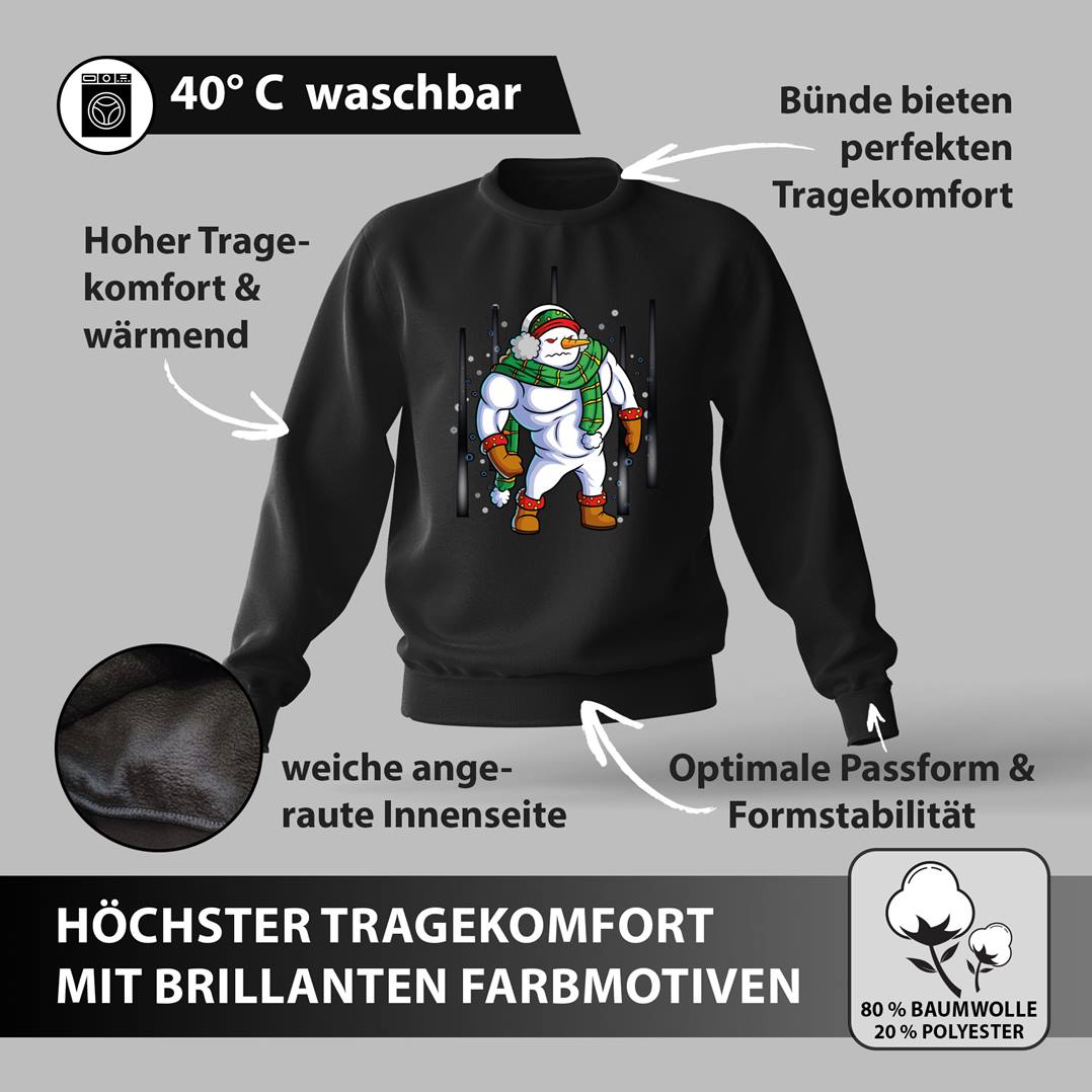 Weihnachtspullover - Bodybuilder Schneemann