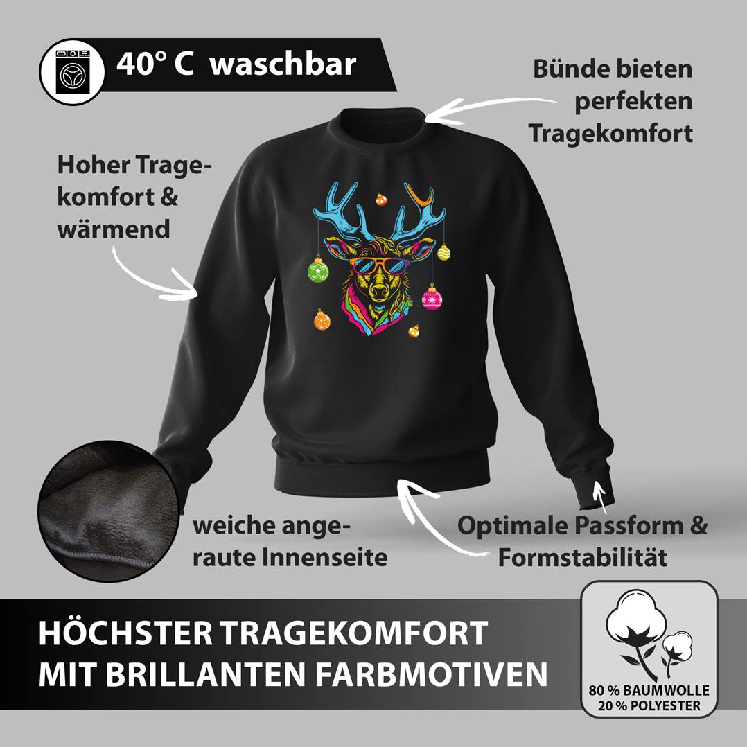 Weihnachtspullover - Cooler Elch (bunt)