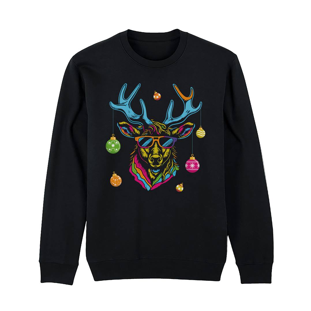 Weihnachtspullover - Cooler Elch (bunt)