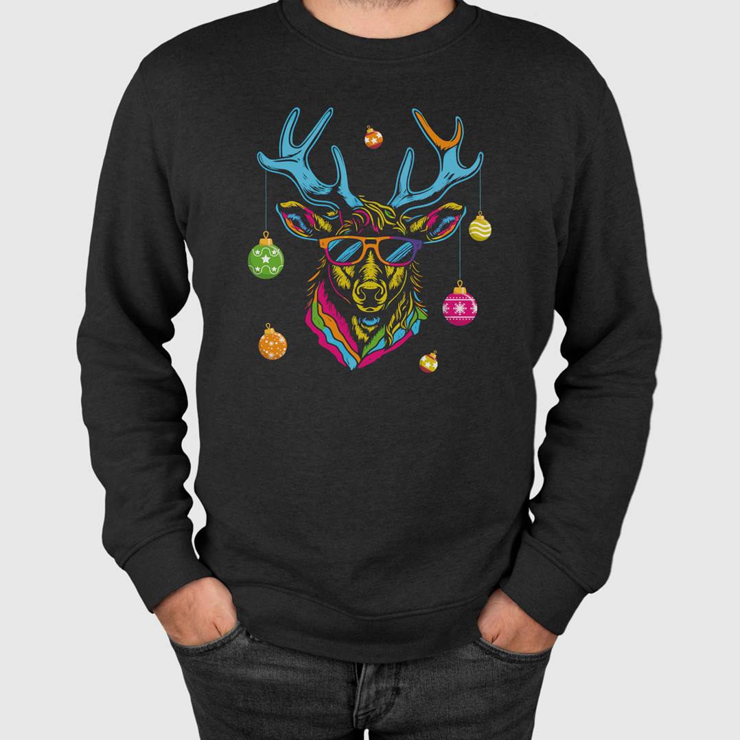 Weihnachtspullover - Cooler Elch (bunt)