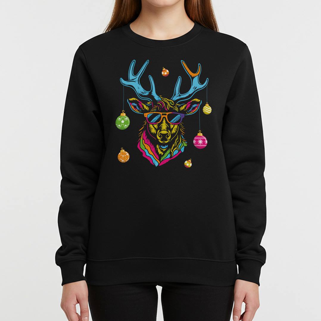 Weihnachtspullover - Cooler Elch (bunt)
