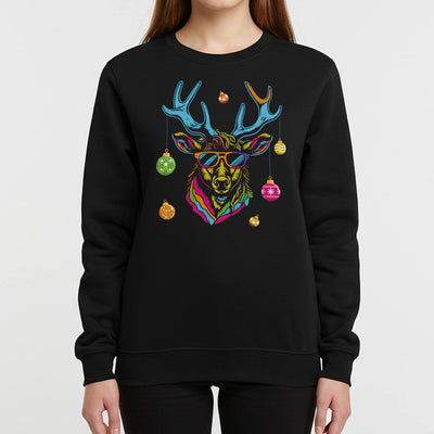 Weihnachtspullover - Cooler Elch (bunt)