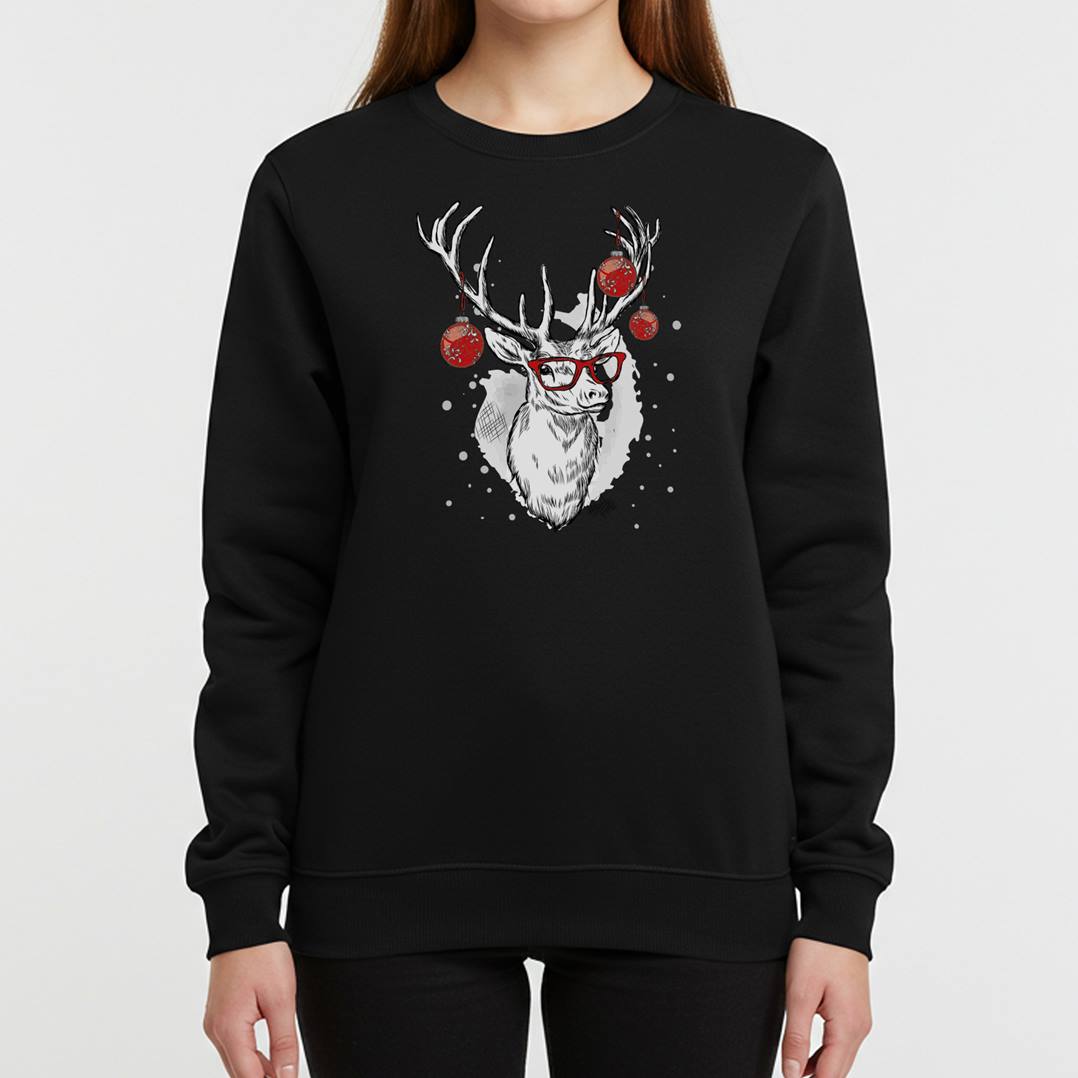 Weihnachtspullover - Cooler Elch (weiß)