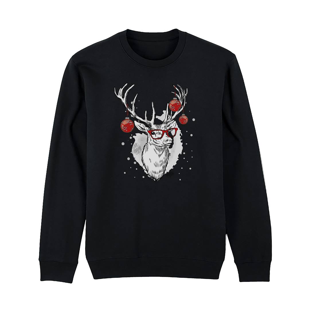 Weihnachtspullover - Cooler Elch (weiß)