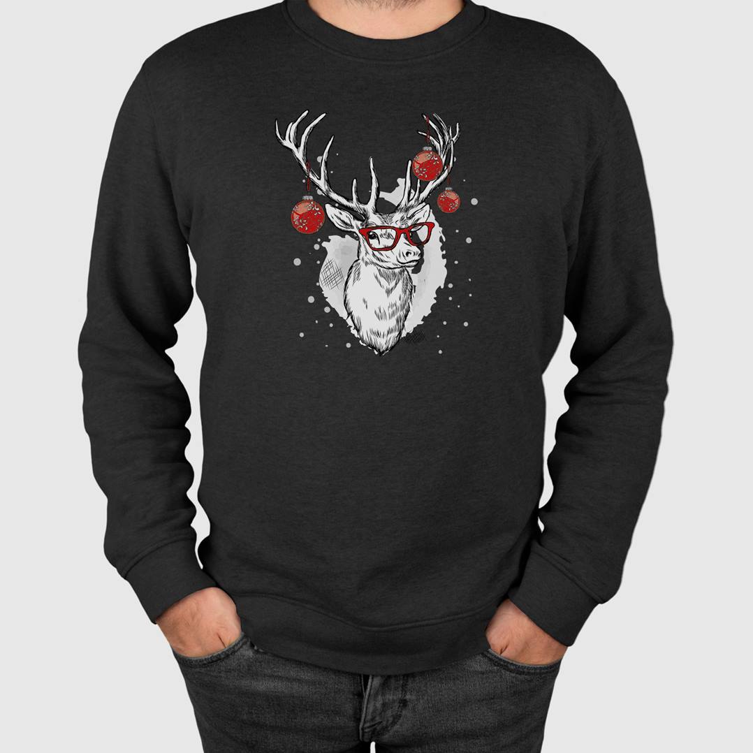 Weihnachtspullover - Cooler Elch (weiß)