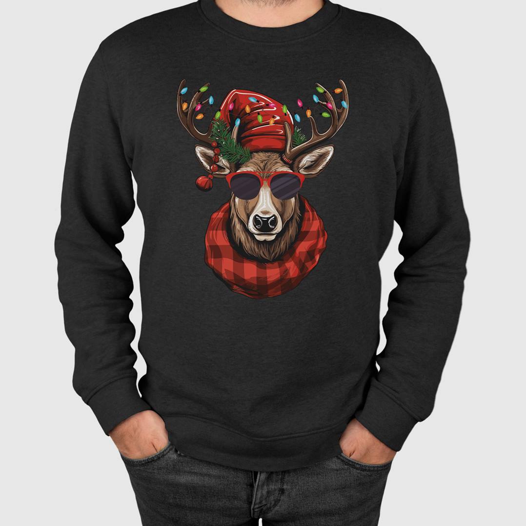 Weihnachtspullover - Cooler Weihnachts-Elch (rot)