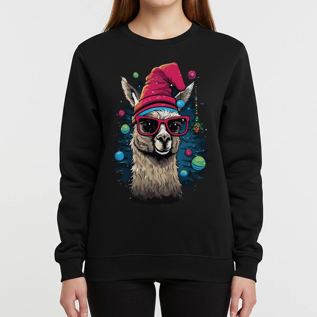 Weihnachtspullover - Cooles Weihnachts Lama (bunt)