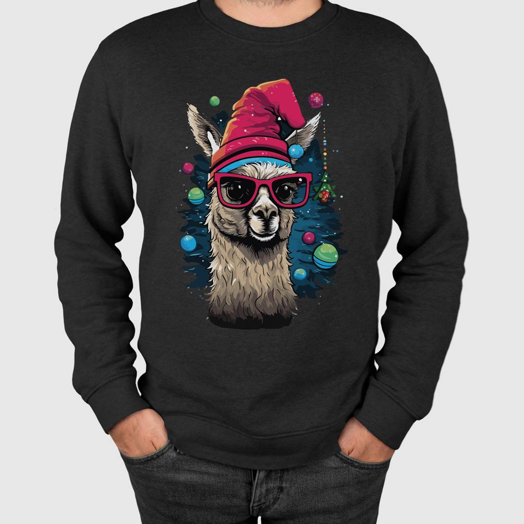 Weihnachtspullover - Cooles Weihnachts Lama (bunt)