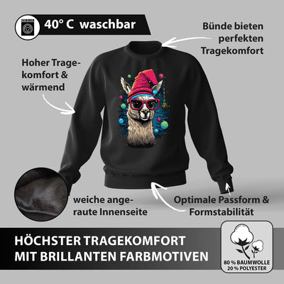Weihnachtspullover - Cooles Weihnachts Lama (bunt)