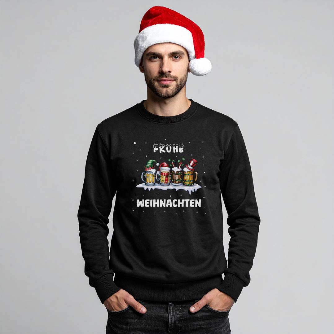 Weihnachtspullover - Frohe Weihnachten (Bierkrug)
