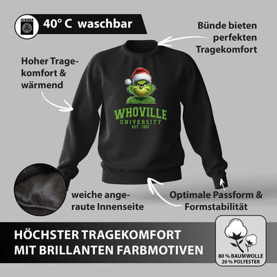 Weihnachtspullover - Grinch - Whoville University Est. 1957