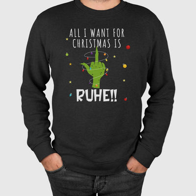 Weihnachtspullover - Grinch - All I want for Christmas is Ruhe! (Mittelfinger)