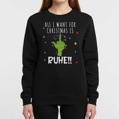 Weihnachtspullover - Grinch - All I want for Christmas is Ruhe! (Mittelfinger)