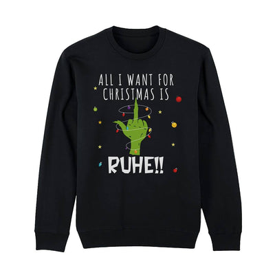 Weihnachtspullover - Grinch - All I want for Christmas is Ruhe! (Mittelfinger)