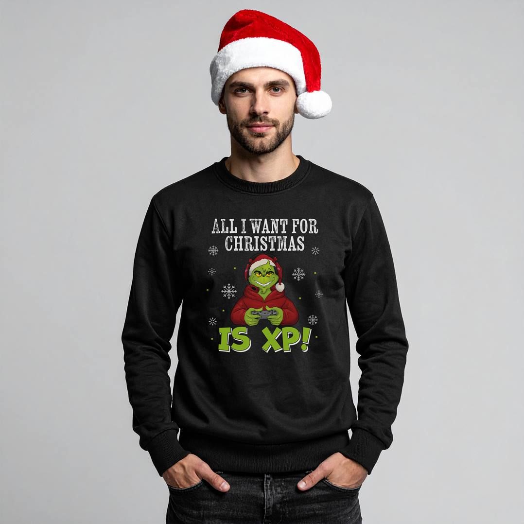 Christmas Jumper Sweater Resting Grinch Face Funny Xmas Jumper Adults Teens Kids
